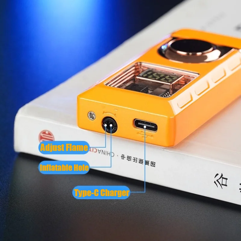 أحدث ولاعة يتم التحكم فيها صوتًا بتقنية سوداء من البيوتان قابلة للنفخ/نوع C شحن ولاعات السجائر المعدنية وملحقات التدخين