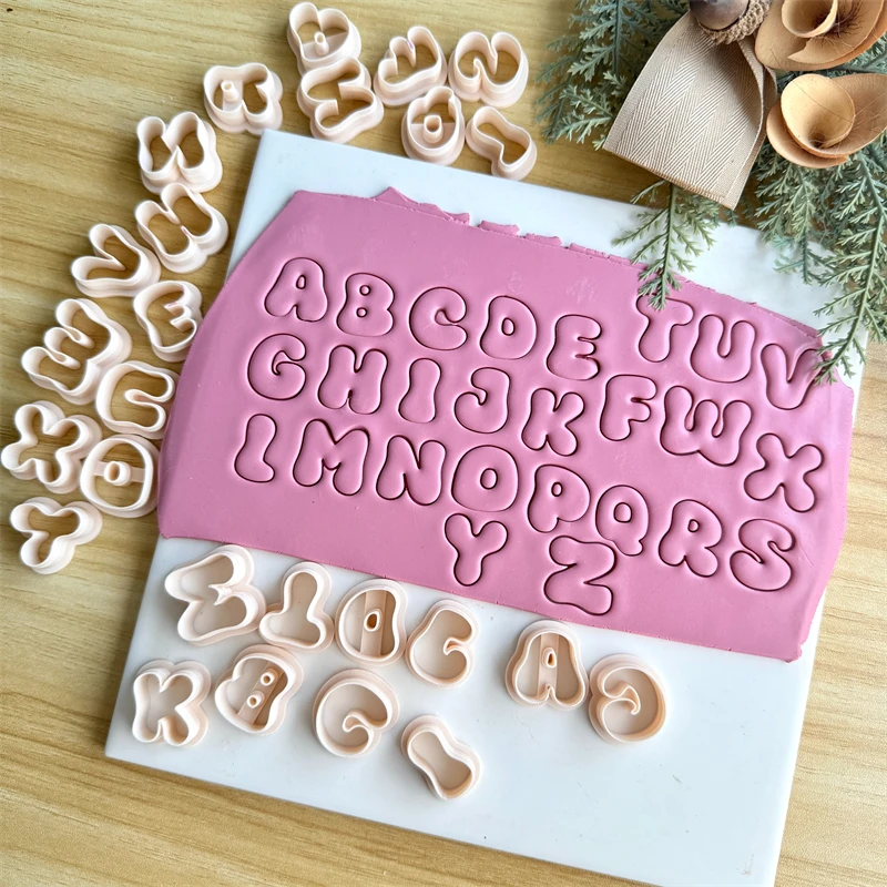 26Pcs Large Alphabet Cookie Cutters DIY Handmade Letter Mold A-Z Letter Biscuit Fondant Cake Decoration Tools Pastry Cake Stamp