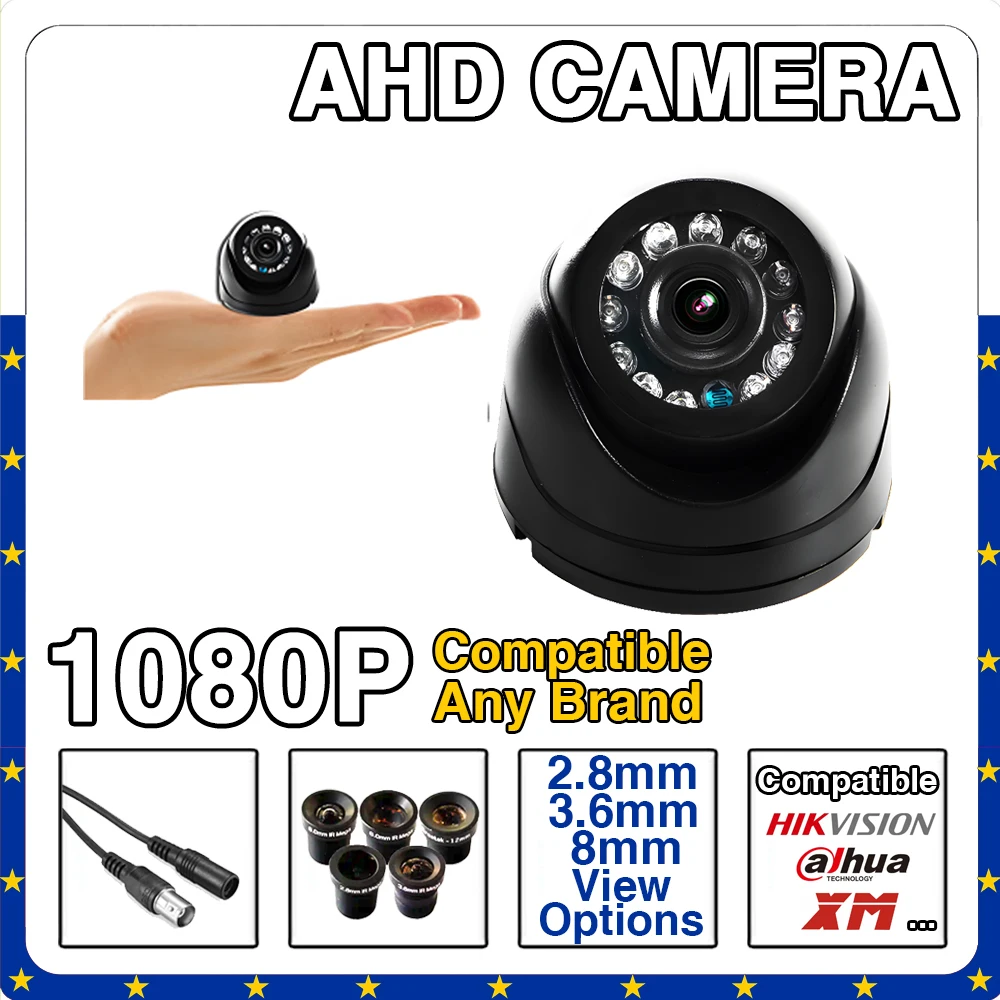 Kamera Kubah AHD CCTV Dalam Ruangan Penglihatan Malam 1920*1080P 2MP HD Super Mini Ukuran 4.8CM Keamanan Rumah Lensa 2.8Mm Pengawasan Sudut Lebar