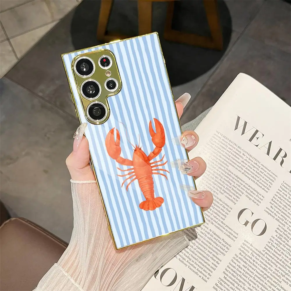 

Marine Life Crabs Phone Case For Samsung Galaxy S25 S24 S23 Ultra Metal Frame Case Slim Shockproof Cover Durable