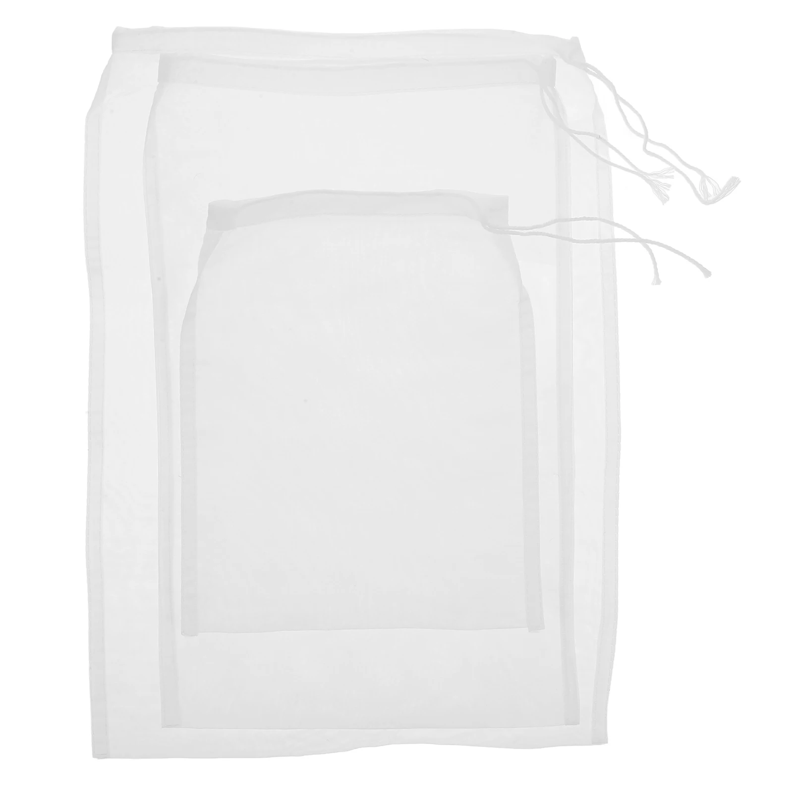 

3pcs Water Squeezing Filter Net Collapsible Colander Beige Fruit Rinser Veggie Straws Soy Milk Nut Bags Kitchen Tool