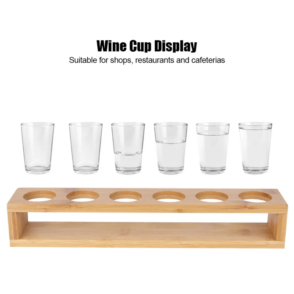 Bar Accessories Wooden Wooden Wine Cup Rack Single Row 6 Holes Wine Cup Display Shot Glass Tray Club