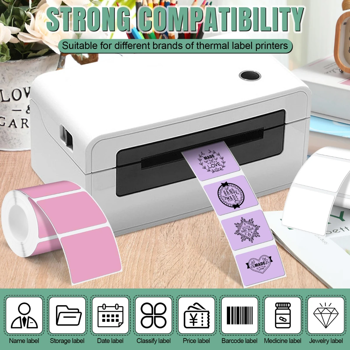 Labels Adhesive Thermal Paper Waterproof Thermal Label Stickers Compatible with Phomemo M110 M221 M220 M120 M200 M110s Printer