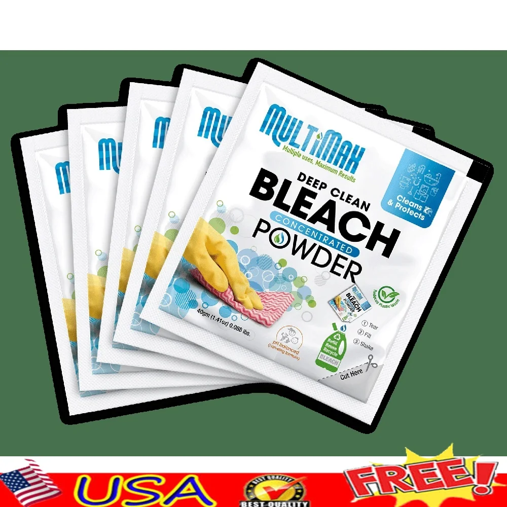 عبوات مسحوق التبييض المركز 5PK عمر الرف الطويل خفيفة الوزن وسهلة التخزين لوازم التنظيف 4oz التنظيف الفعال