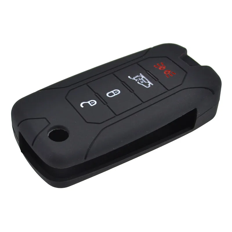 AX For JEEP RENEGADE 2015 2016 2017 2018 2019 2020 2021 Skin Holder Protector 4 Button Silicone Car Remote Key Fob Cover Case