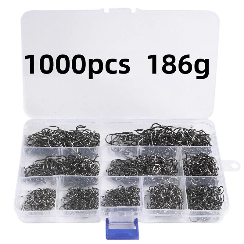 50-1600 stks/doos Vishaken Koolstofstaal Sterke Scherpe Zilveren Cirkel Vishaak 3 # -12 # Jig Prikkeldraad Pesca Draagbaar kunstaasgerei