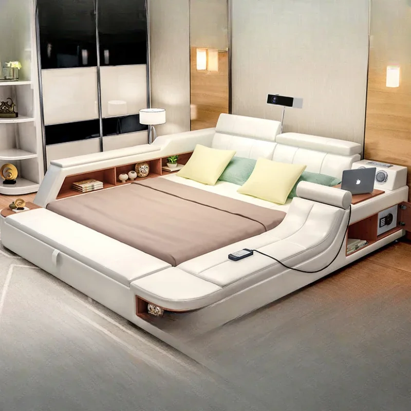 Queen Size Designer Luxury Double Bed Frame Modern High End Salon Queen Bed Frame Multifunctional Cama Matrimonial Furniture