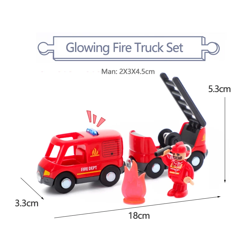 소리와 빛 자기 장난감 자동차 선물 상자 구급차 소방차 구조 레일 자동차 게임 맞는 나무 트랙 어린이 기차 장난감 선물 W06