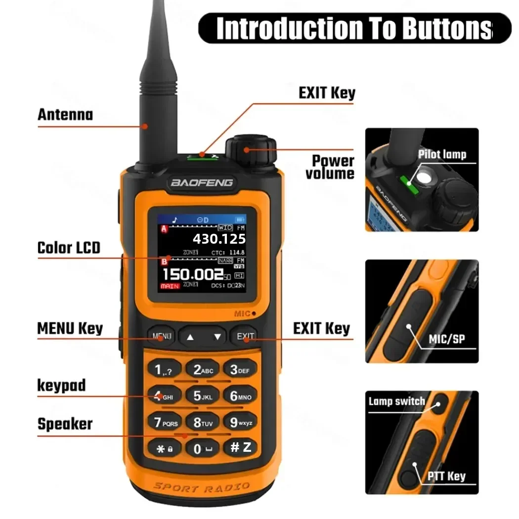 Baofeng 2025 UV-20 Pro Walkie Talkie Long Range Portable 1000 Channel Ham FM Radios UHF VHF USB-C Charge 2-Way Radio Waterproof