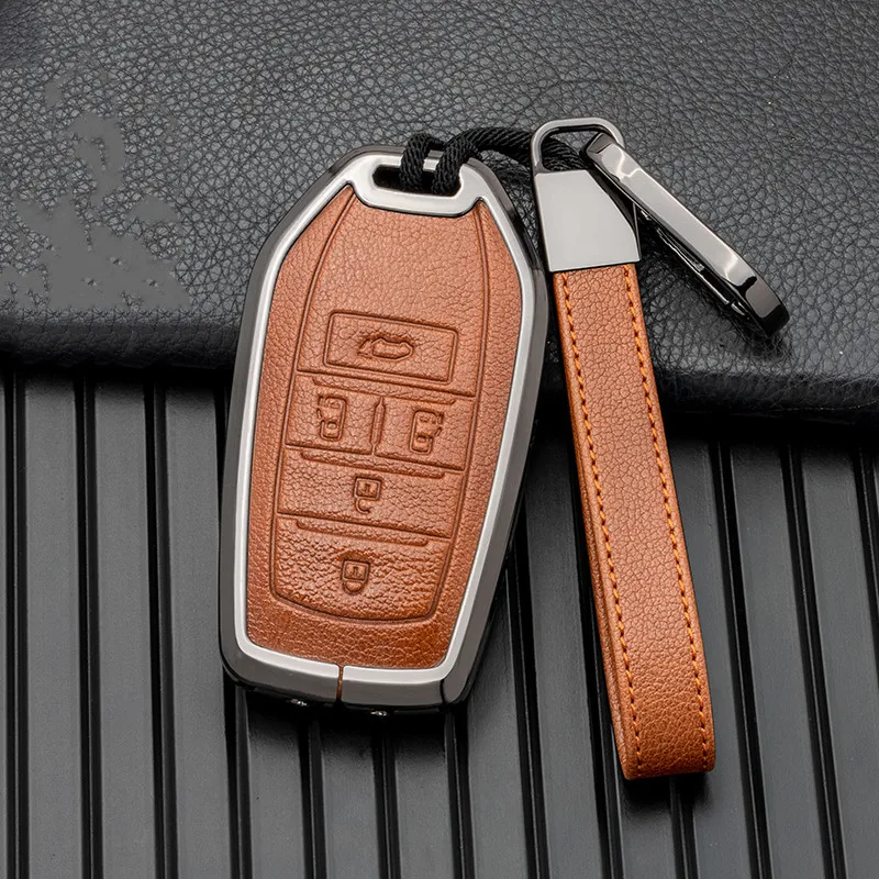 5 Buttons Alloy+Leather Full Protect Key Cover Key Case for Toyota Alphard VELLFIRE PREVIA