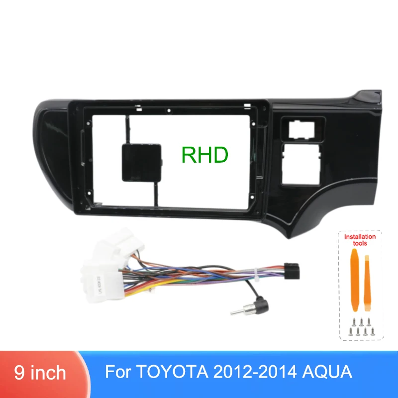 9 Inch Dashboard Panel Wiring Harness For Toyota Aqua 2012-2014 RHD Radio Install Trim Kit Optional