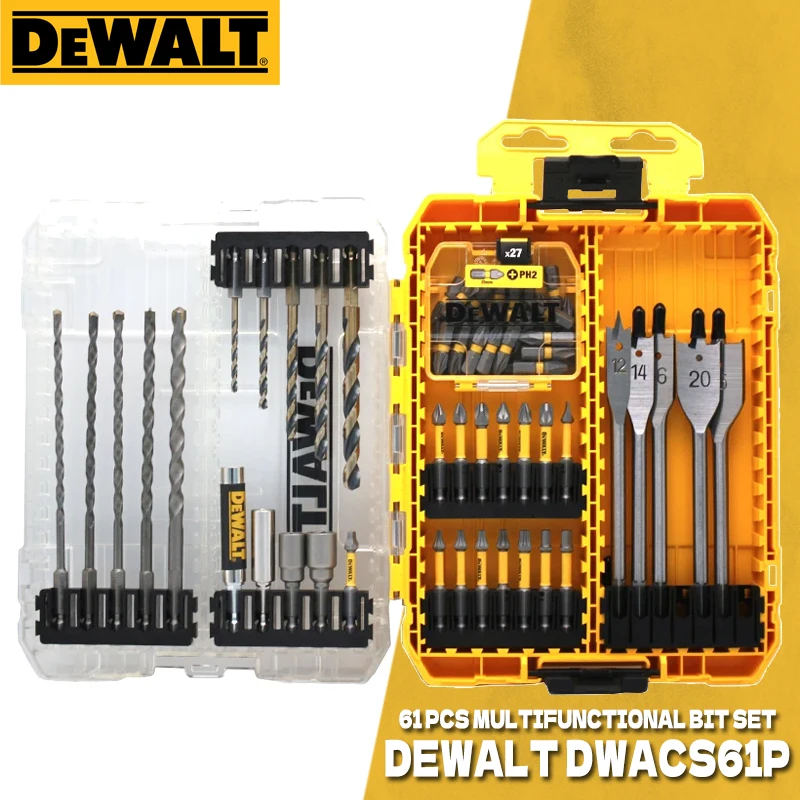 DEWALT DWACS61P Multifunctional Bit Set Extension Bit Holder Twist Drill 100th Anniversary Limited 61 PCS Power Tool Accessories