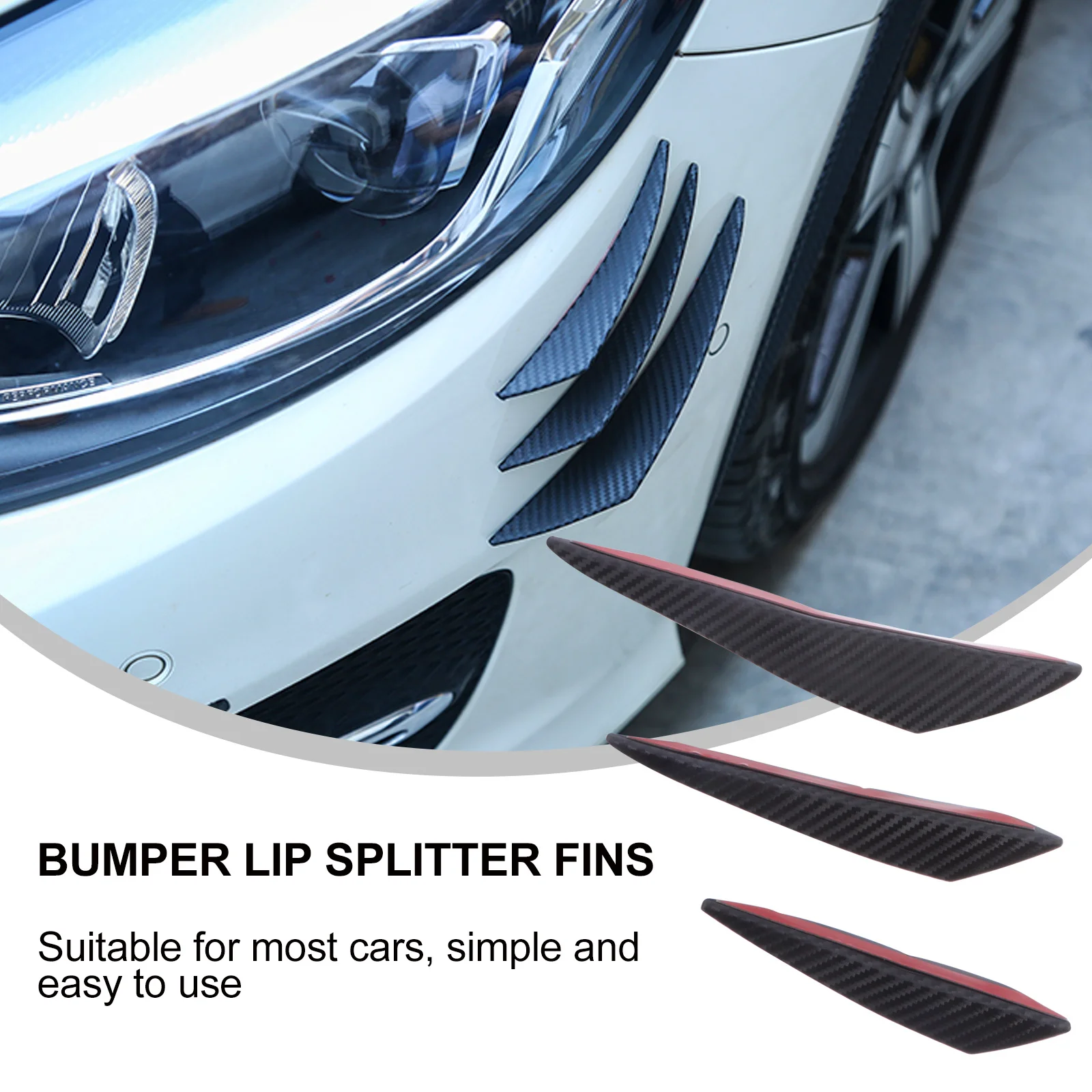 

Wind Deflector Bumper Lip Splitter Fin Carbon Fiber Auto Universal Fit Spoiler Cover Exterior Parts For Most Vehicles