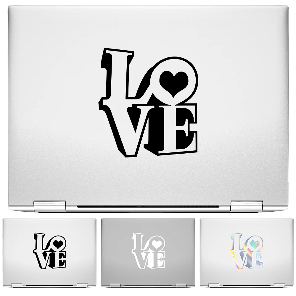 Love Text Silhouette Symbol Vinyl Decal Sticker for Macbook Skin Air 13 15 Pro 14 16 17 Laptop Notebook White Black 3D Cutout