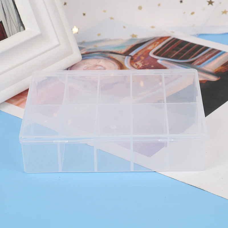 Caja de almacenamiento para decoración de uñas, accesorios para gemas de diamantes de imitación, contenedor vacío de plástico transparente