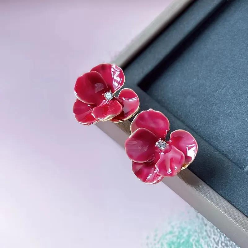 2023 neue Rote Hängende Ohrringe für Frauen Lange Blume Herz Anhänger Baumeln Ohrringe Unregelmäßige Geometrie Element Ohr Schmuck – Detail 13