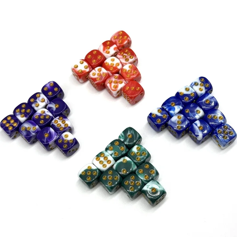 10Pcs/pack New Foreign Trade Product 12mm Rounded D6 Dual Color Point Color Dice Teaching Game Dice