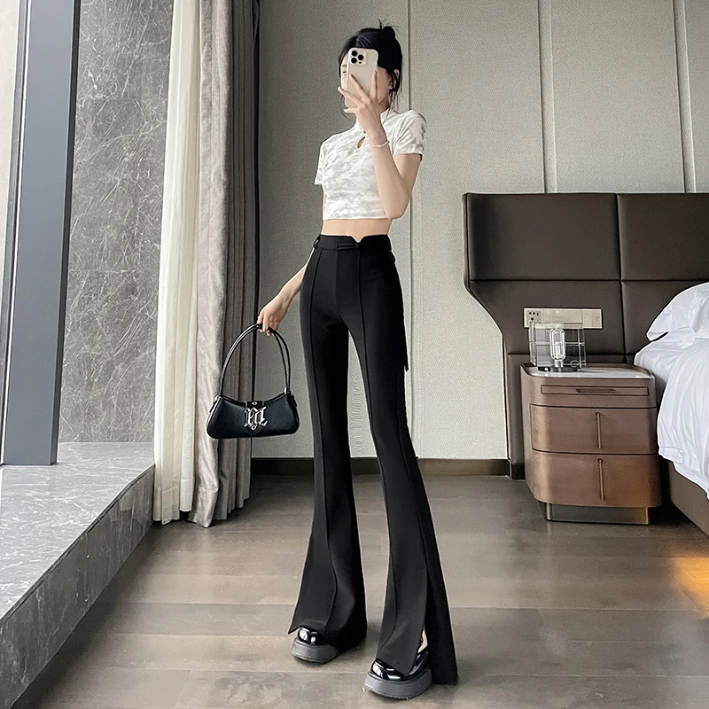 Spring/Summer New Chinese High end Hanging Wide Leg Pants High Waist Casual Floor Sweeping Straight leg Pants