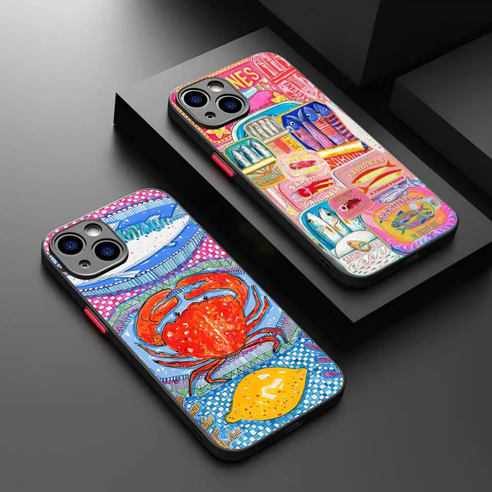 

Sardines Fish Art Silicone Case For IPhone 16 15 14 13 12 11 Pro Max Plus X XS MAX Shockproof Matte Cover