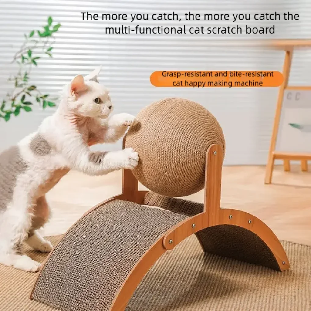 

2 In 1 Wooden Cat Scratching Ball Sisal Scratch Board Durable Grinding Paw Toy Solid Wood Scraper For Cats Kittens Pet Supplies