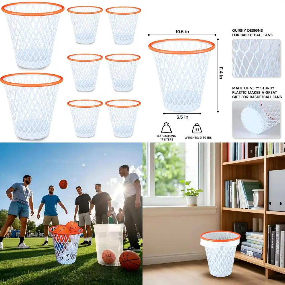 

Basketball-Themed 4.5 Gallon Plastic Wastebasket for Home, Office, Kitchen, and Living Room - Ideal Gift for Basketball Fans