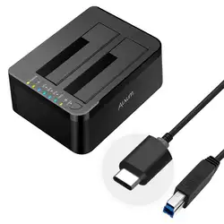 Stacja dokująca dysku twardego ALXUM Dual-bay dla 2.5/3.5 Cal HDD SSD SATA na USB C 3.0 stacja dokująca HDD obsługuje klon Offline