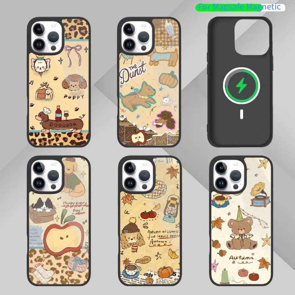 

Brown leopard print animal illustration Phone Case For iPhone 14,16,15,13,17,12,Plus,Pro,Max Magnetic For Magsafe Frosted Cover