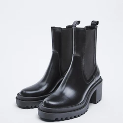 Height Increasing Skinny 8cm Super High Platform Chelsea Women Plus Velvet Smoke Pipe Chunky Short Boots