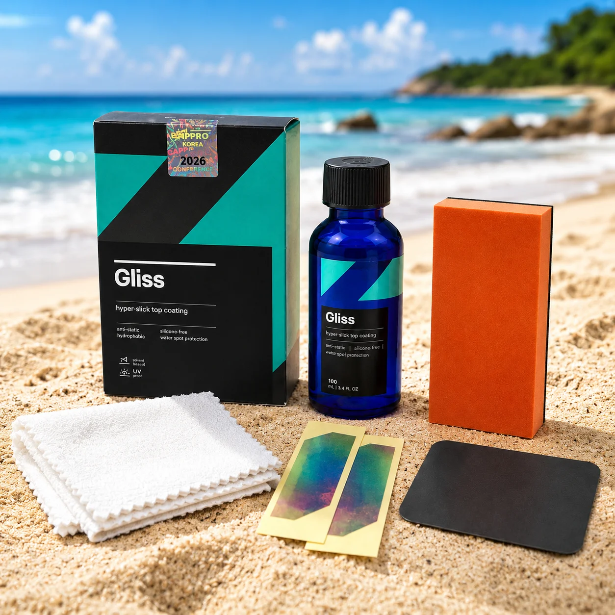 Gliss 50ml Kit Ceramic Coating for Cars Hyper Smooth Hydrophobic Nano Top-Coat with Microfiber Applicators Repels Oil,Dirt