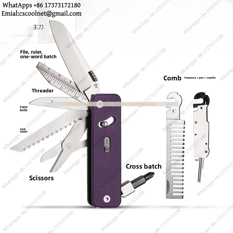 S503G Outdoor Camping Multi-tool Scissors Folding Shears Multi-opening Utility Knife Clip-on Portable Practical Gear