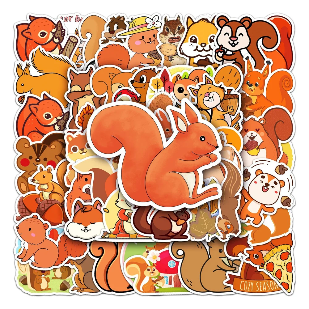 50pcs Cartoon Squirrel Stickers Pack Laptop Phone Ipad Handmade Journal Accessories Cute Sticker DIY Scrapbooking Supplies