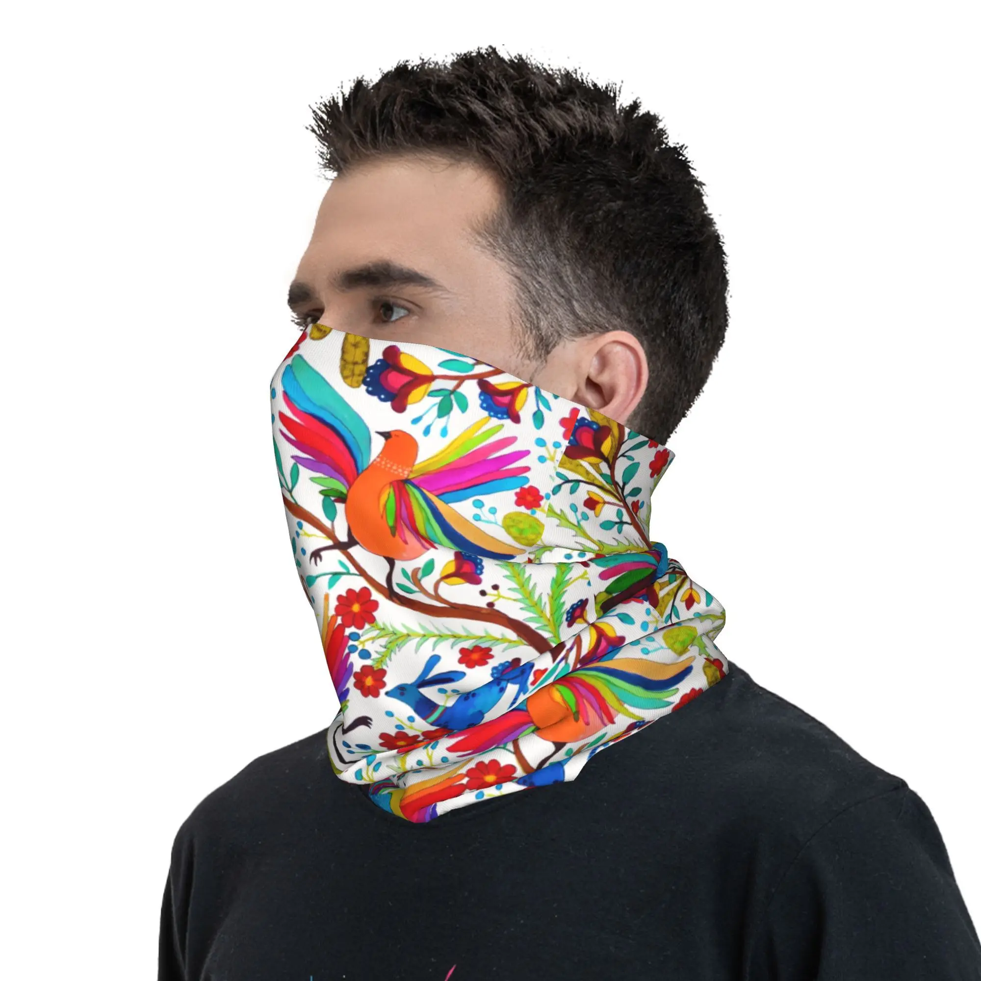 Personalizado mexicano otomi flores amate inverno bandana pescoço mais quente esqui ciclismo tubo cachecol méxico têxtil rosto bandana gaiter