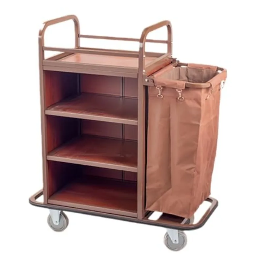 

Compact Cleaning Trolley for Hotels and Apartments Multi-Purpose Service Cart with Removable Canvas Bags and Locking Wheels Ide
