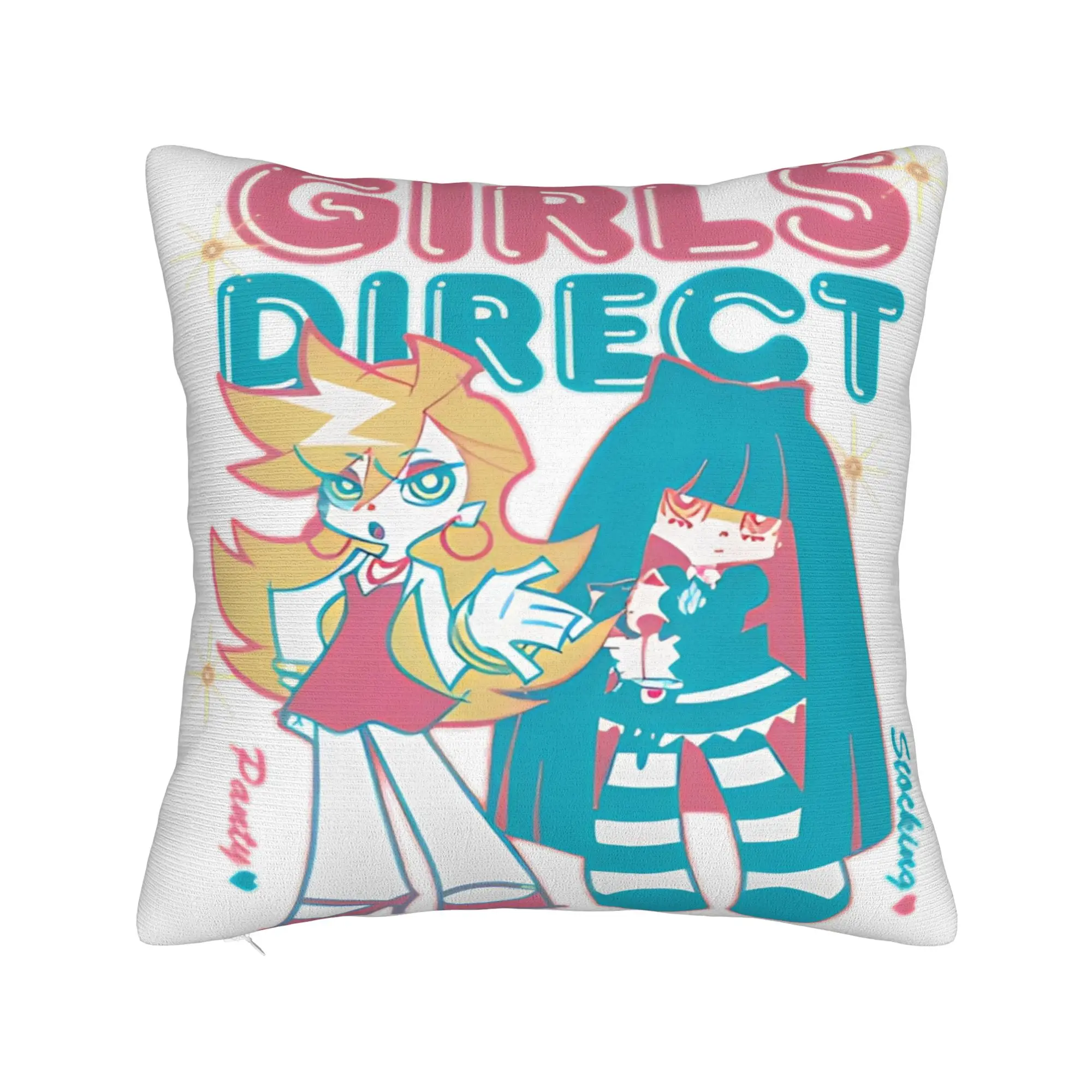 Panty Stocking with Garterbelt Square Pillow Cases Kawaii Girls Cartoon Cushion Covers Decorative Pillowcase for Sofa 40x40cm
