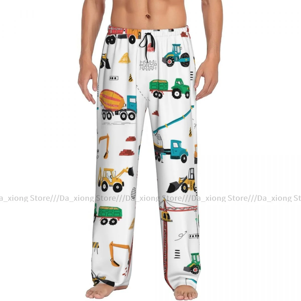 Men Sleep Bottoms Male Lounge Trousers Men's Tractors And Trucks Pattern Pajama Pants