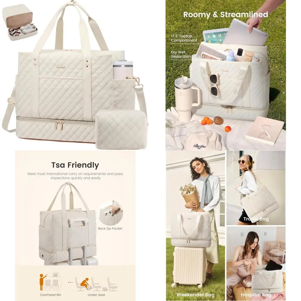 

Женская большая спортивная сумка Weekender объемом 52 л с отделением для обуви, мокрым карманом, стеганой ручной клади для путешествий