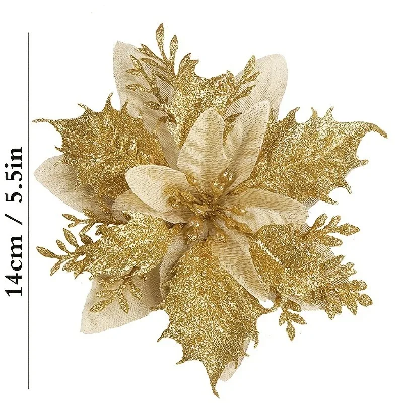 3/5/10 قطعة عيد الميلاد الديكور الزهور الاصطناعية شجرة عيد الميلاد قلادة الحلي للمنزل ديكور نافيداد السنة الجديدة 2026 لوازم الحفلات #6