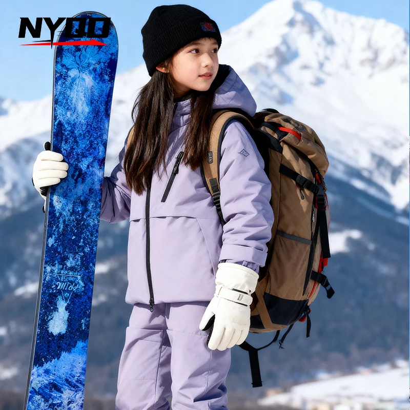 Children's Skiing Wear Top+Bottom Winter Boys Girls Snowboarding Suit Windproof Waterproof Kids Ski Jacket Snow Pants view 5
