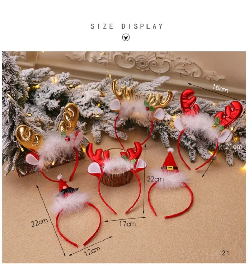 Fashion Christmas Red Bows Headbands Women Girl Classic Elastic Reindeer Antler Santa Hair Hoop Xmas Party Headbands Accessories