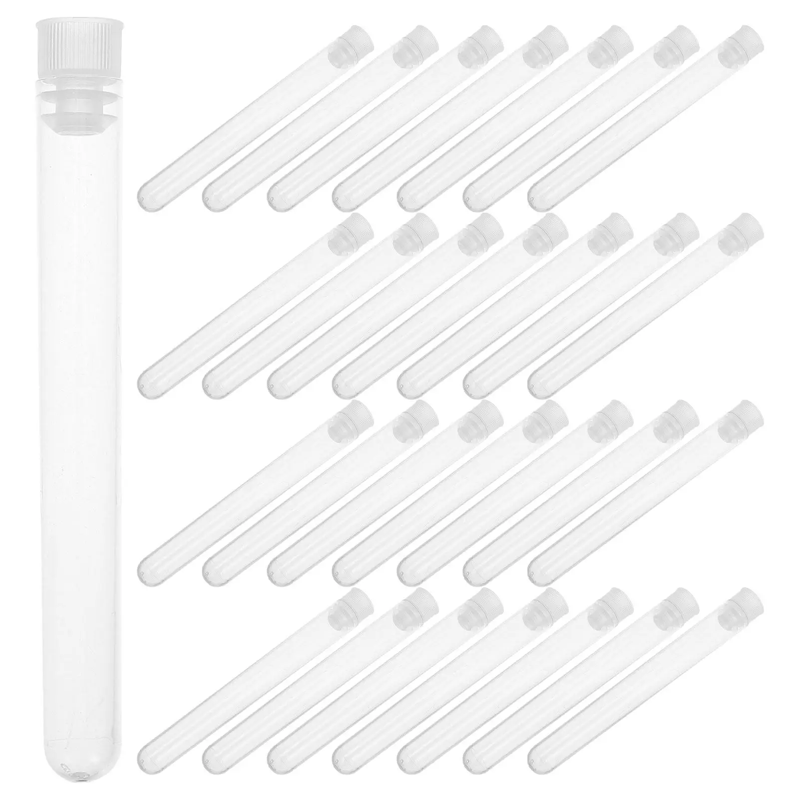 50Pcs One-Time Use Plastic Test Tubes Transparent Laboratory Storage Tubes for Scientific Testing Liquid Solid Samples