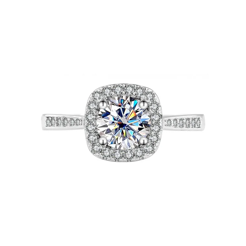 

Ladies fashion luxury jewelry S925 Sterling silver fine Moissanite engagement ring Christmas Valentine gift