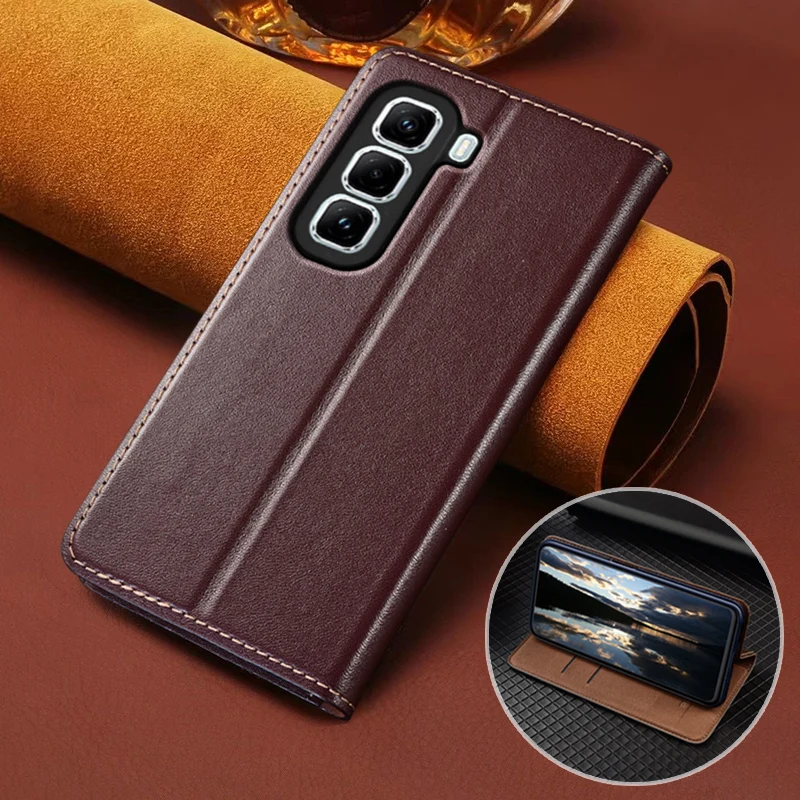 

For Infinix Hot 60 60i 50i 50 Hot50 Pro+ Plus 4G 5G Flip Case Napa Texture Magnetic Cover Cowhide Genuine Leather Wallet Cases