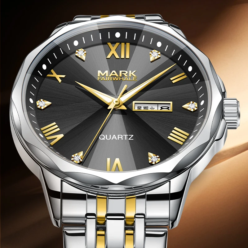 

Mark Fairwhale 5120, мужские часы, модные кварцевые наручные часы с ромбами, светящиеся водонепроницаемые часы с датой и неделей для мужчин