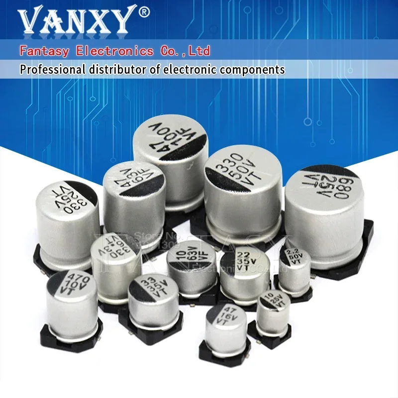 10 szt. SMD 10V 16V 25V 35V 47UF 50V 100UF 220UF 470UF 1000UF 10UF 22UF 330UF 2200UF 150UF Aluminiowy kondensator elektrolityczny — zdjęcie 2