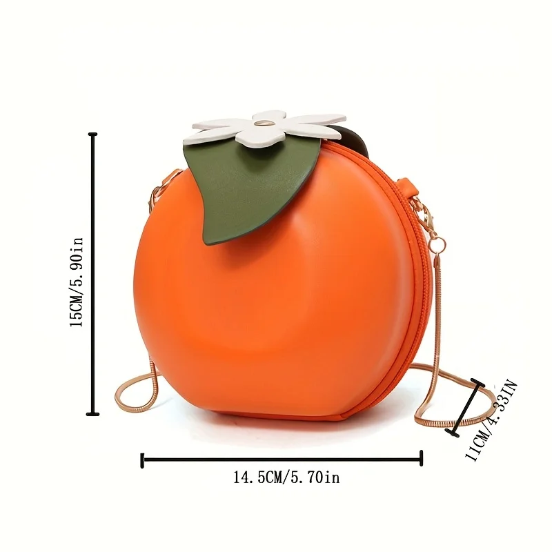 Orange shape crossbody bag-cute and stylish PU leather shoulder bag for women-small crossbody purse with chain strap