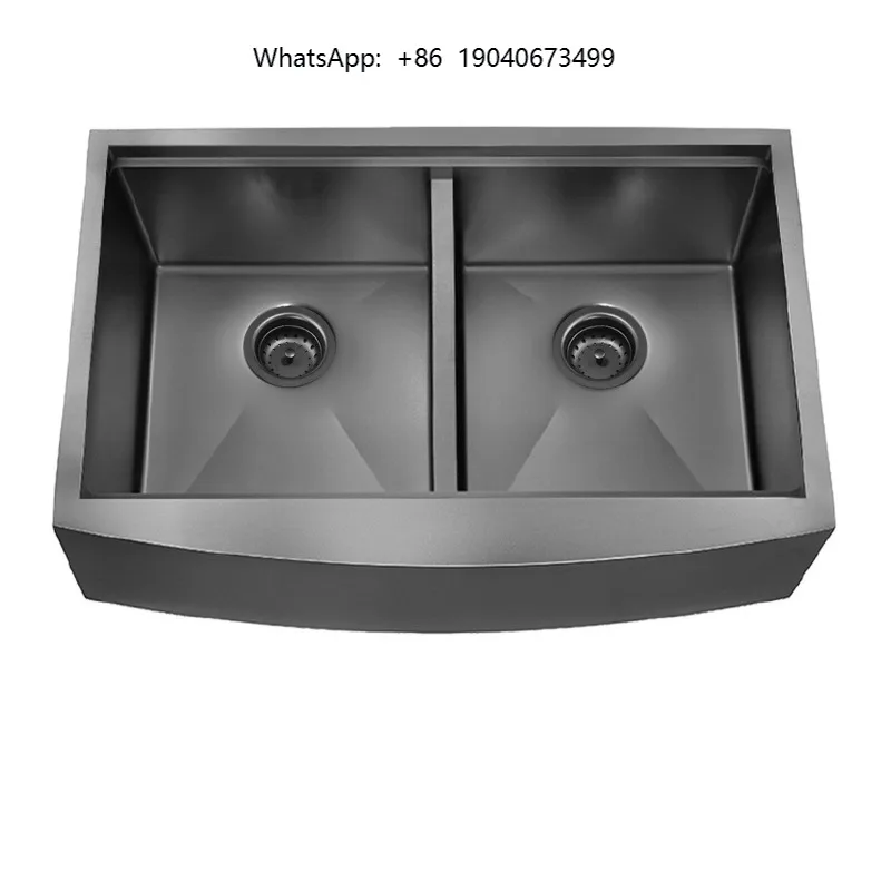 Ready to Ship Farmhouse Double Bowl Black Workstation Sinks Stainless Steel Kitchen Sink with Ledge cxl