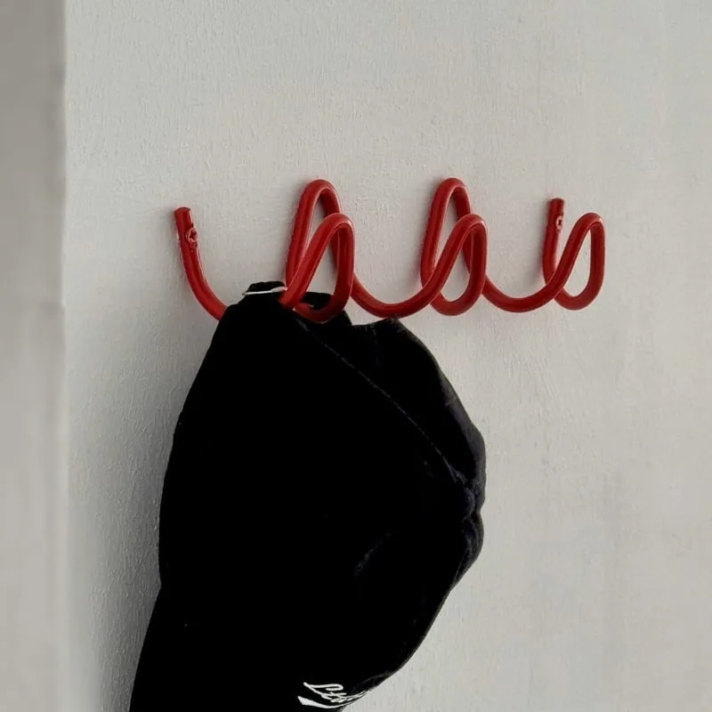 Simple Wall Clothes Hanger Creativity Wave Shape Iron Multiple Hooks Entryway Wall Hanger Hats Modern Home Storage Organization view 6