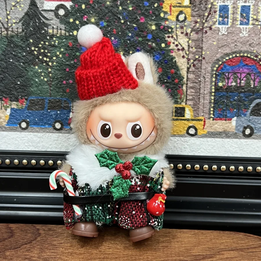 Voor Mini Labubu 4.0 Pin voor Liefde Kleding Kerst rok mantel Voor Labubu V4 Kerst Outfit Kleding Accessoires