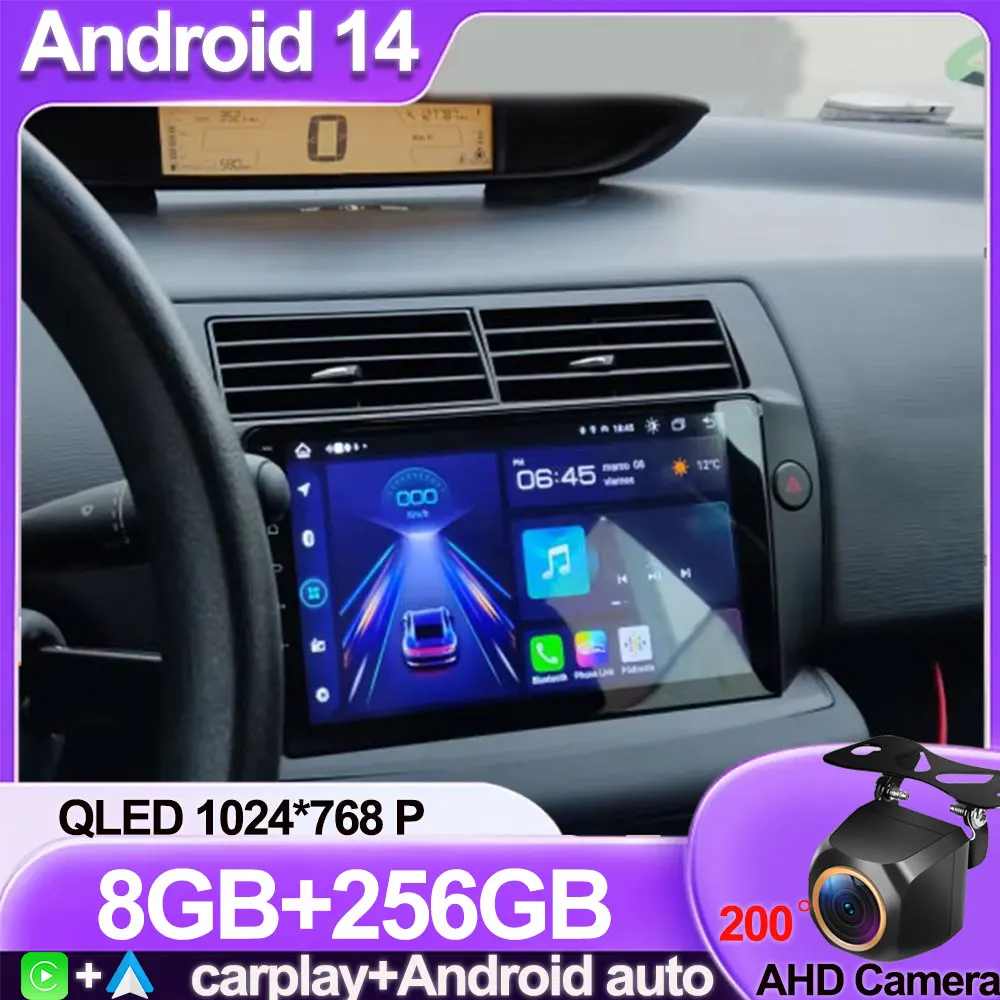 

Android 14 For Citroen C4 C-Triomphe Quatre 2004-2014 Car Radio Multimedia Video Carplay 2Din DVD Head Unit Stereo Speaker Audio