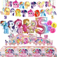 My Little Pony Birthday Party Decoration Foil Latex Balloon Kid Event Supplies Banner Backdrop Disposable Tableware Cup Plate